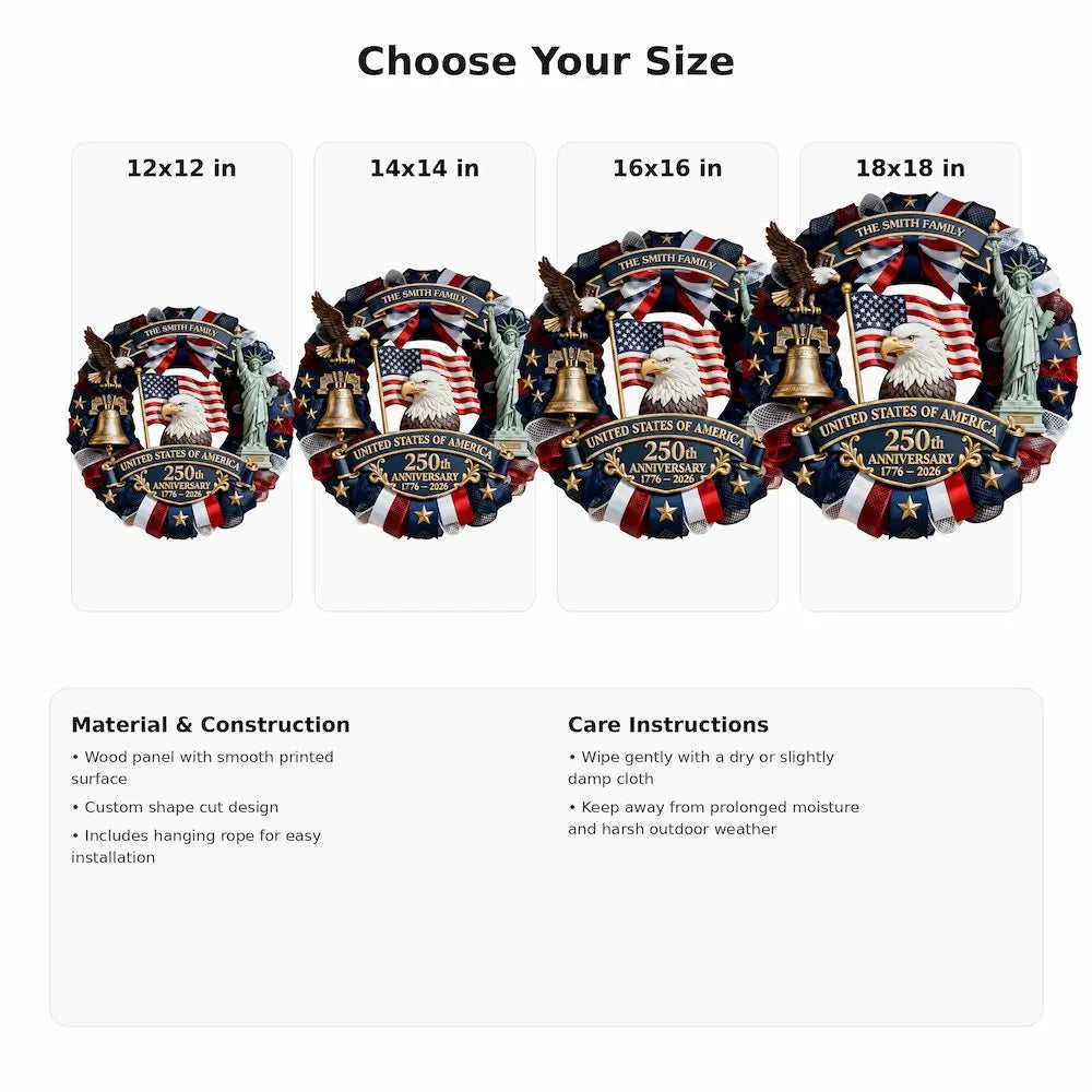 Custom Wood Sign - Personalized America 250th Anniversary Gifts Duconspace