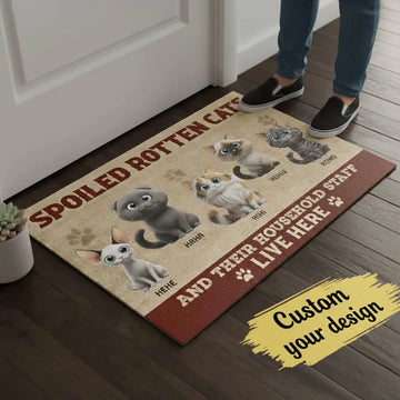Custom Cat Doormat - Spoiled Cats Live Here Doormat Duconspace