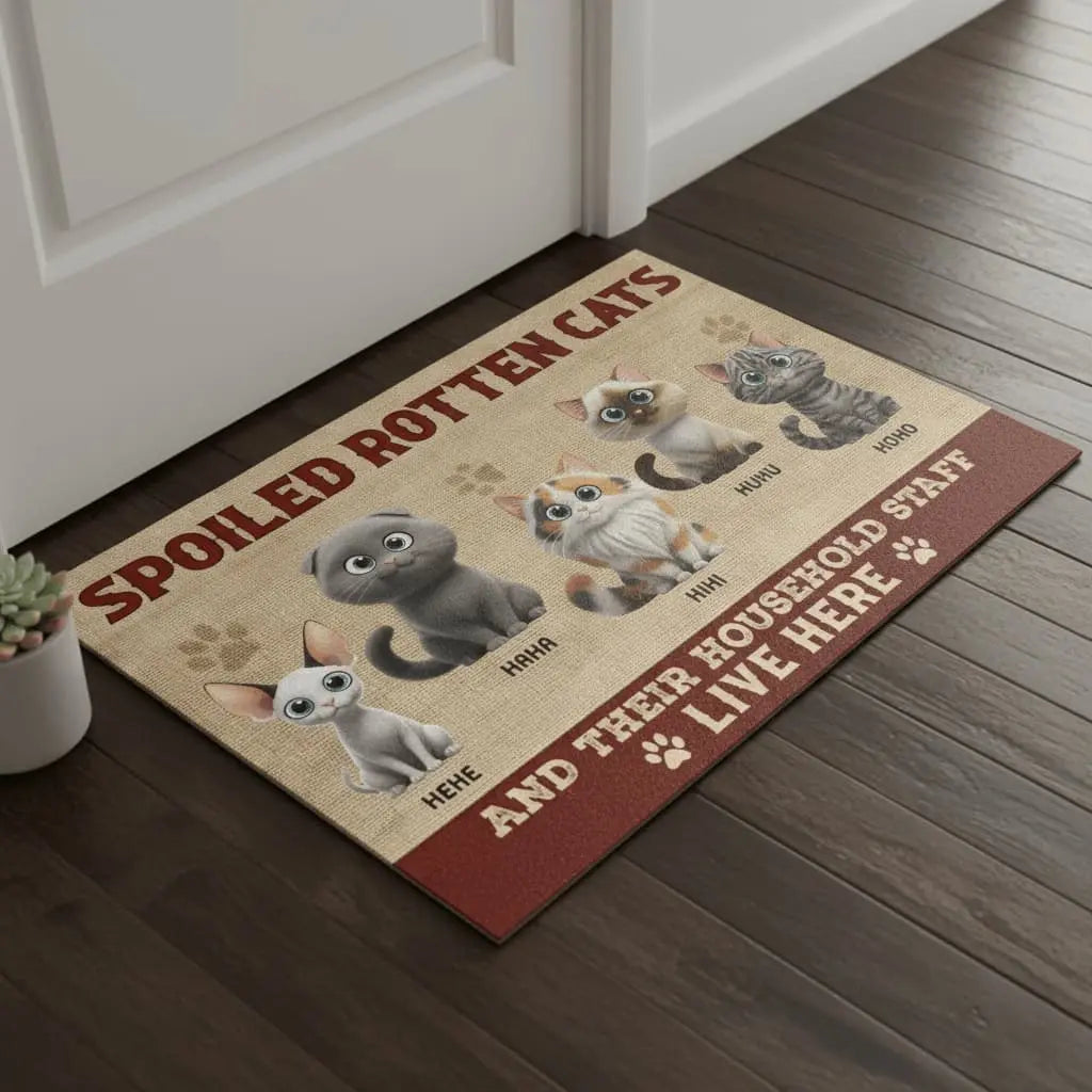 Custom Cat Doormat - Spoiled Cats Live Here Doormat Duconspace