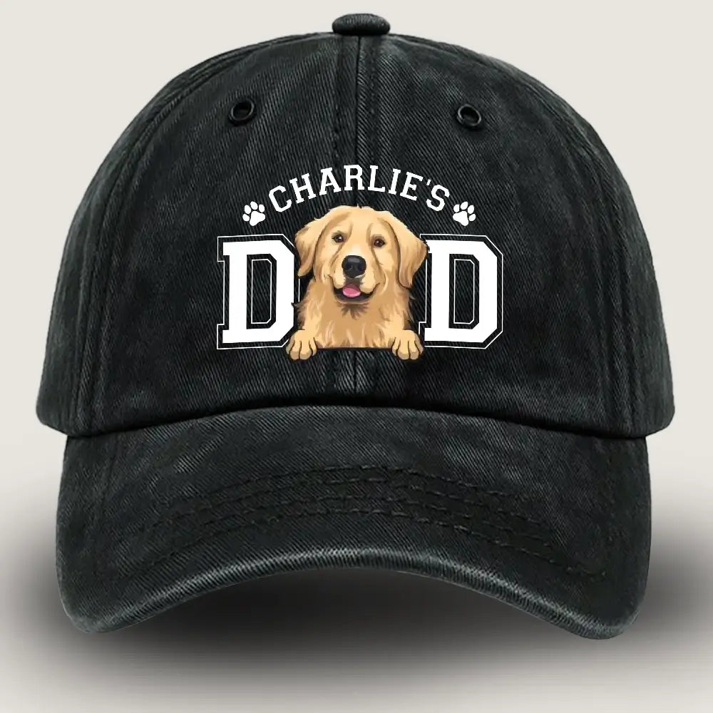 Custom Dog Dad Hat – Personalized Dog Mom Hat Vintage Washed Denim Cap