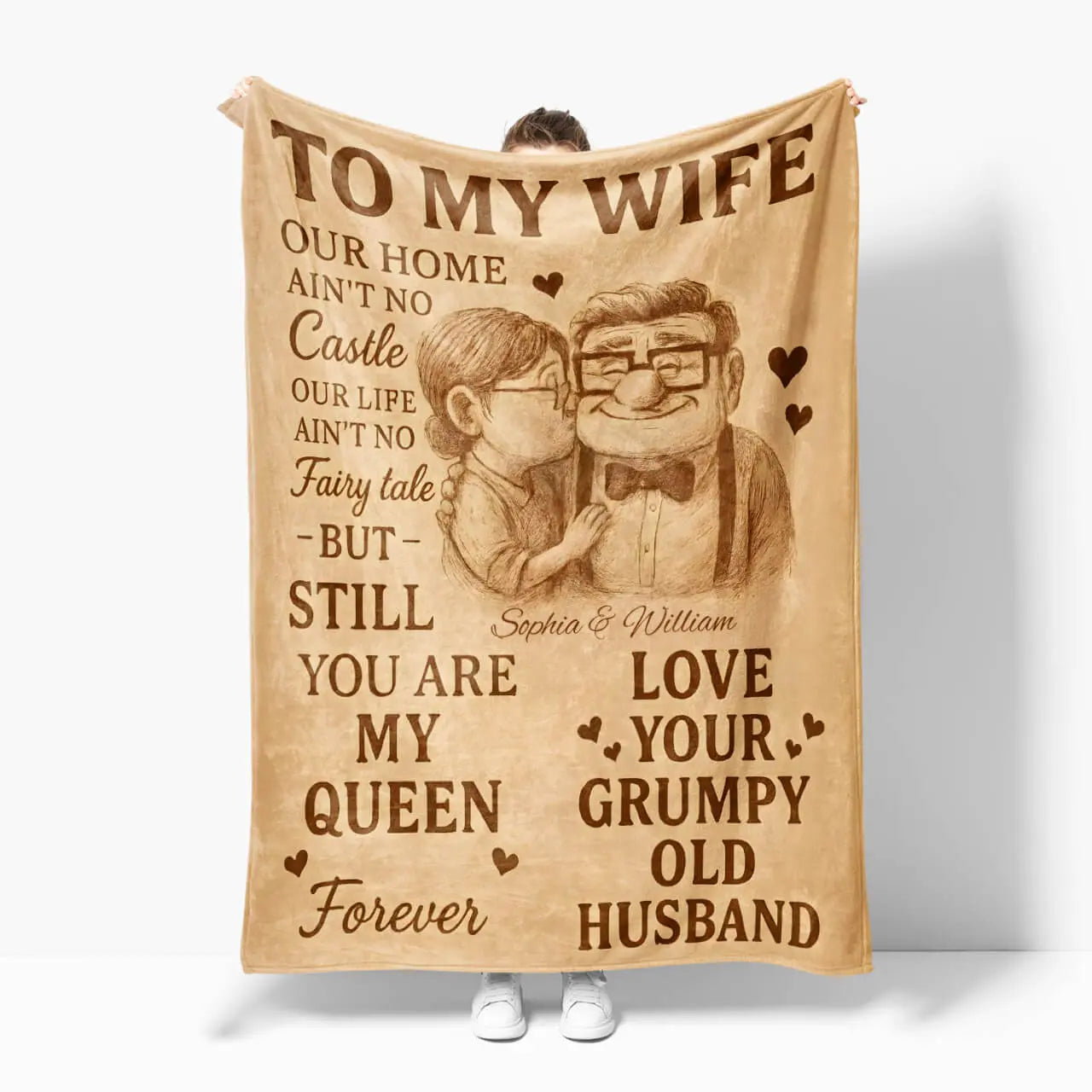 Custom Gift for Wife from Husband – Personalized “You Are My Queen Forever” Blanket Duconspace
