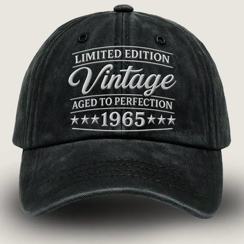 [#Custom Year] Vintage Washed Denim Birthday Cap – Aged To Perfection