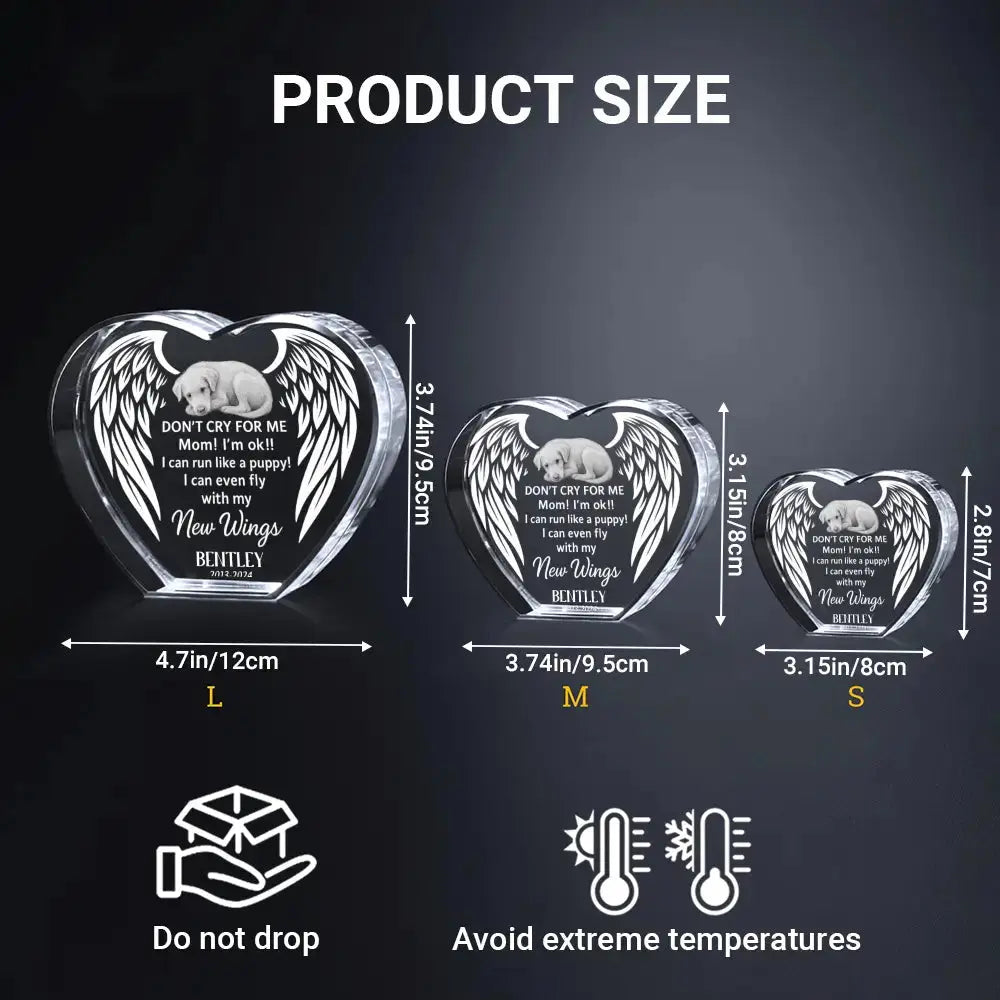 Custom Photo Engraved 3D Crystal Heart - Personalized Pet Memorial, Sympathy Gift for Loss of Dog or Cat, Your Love Lives On #2 Duconspace