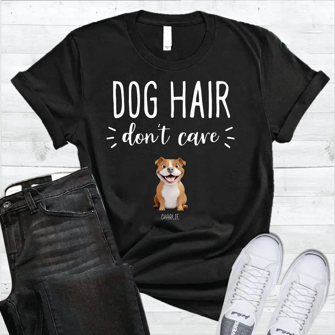 Custom Dog Hair Don’t Care Shirt with Dog Breed & Name