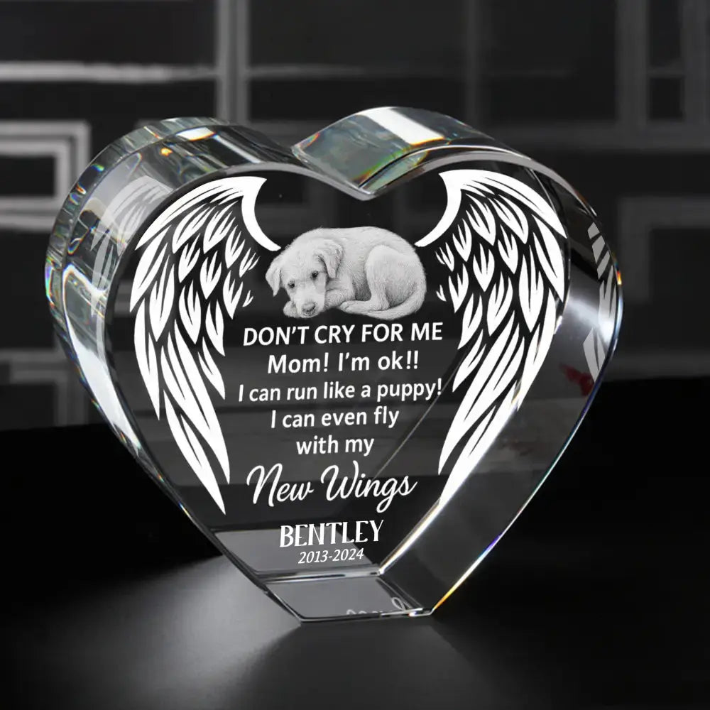 Custom Photo Engraved 3D Crystal Heart - Personalized Pet Memorial, Sympathy Gift for Loss of Dog or Cat, Your Love Lives On #2 Duconspace