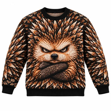 Grumpy Hedgehog ugly Christmas sweater front