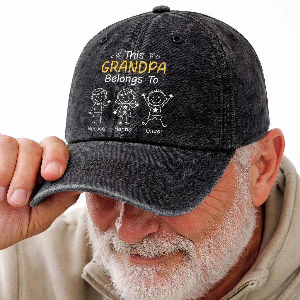 Personalized Grandpa Hat – Custom Denim Cap, Gift for Grandpa - Grandpa Belong To duconspace