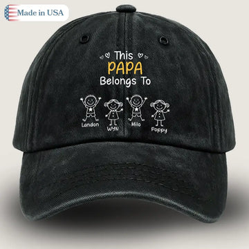 Grandpa Belong To, Custom Cap for Men And Kids, Gift For Grandpa, Dad USA