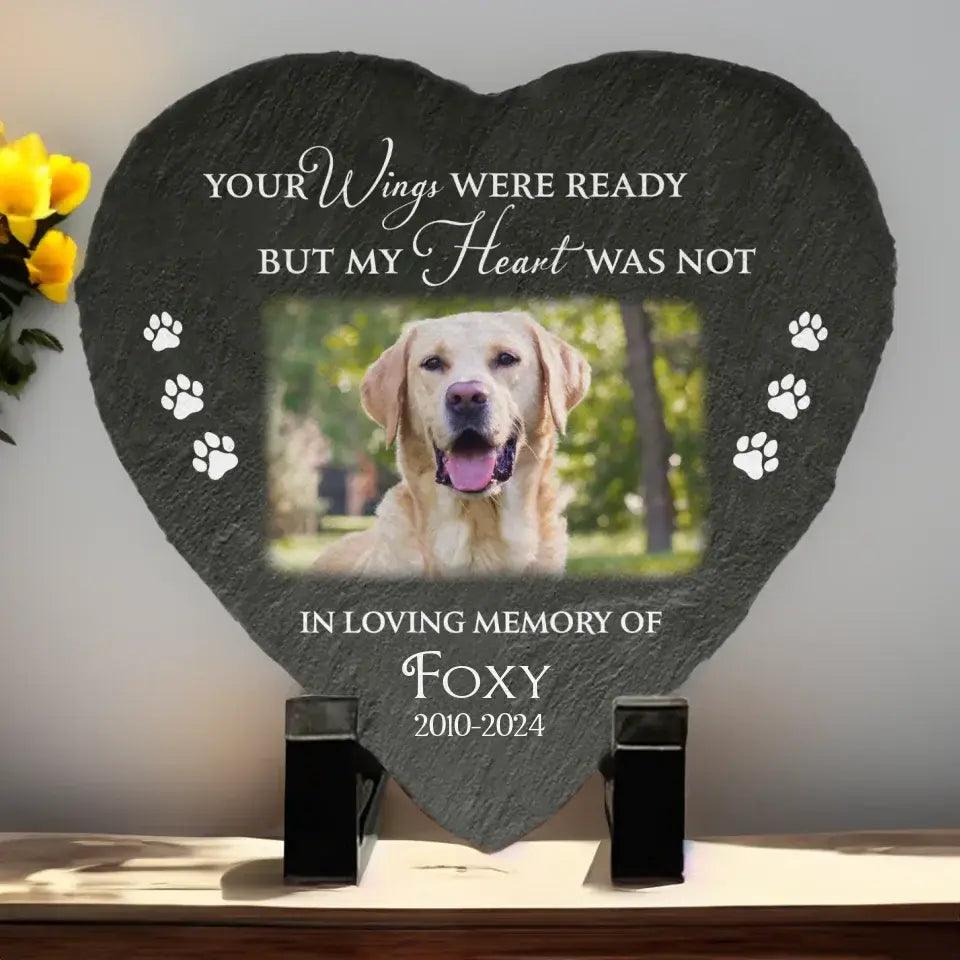 Custom Pet Memorial Stone with Paw and Angel Wings - Thoughtful Sympathy Gift for Dog Loss and Pet Lovers