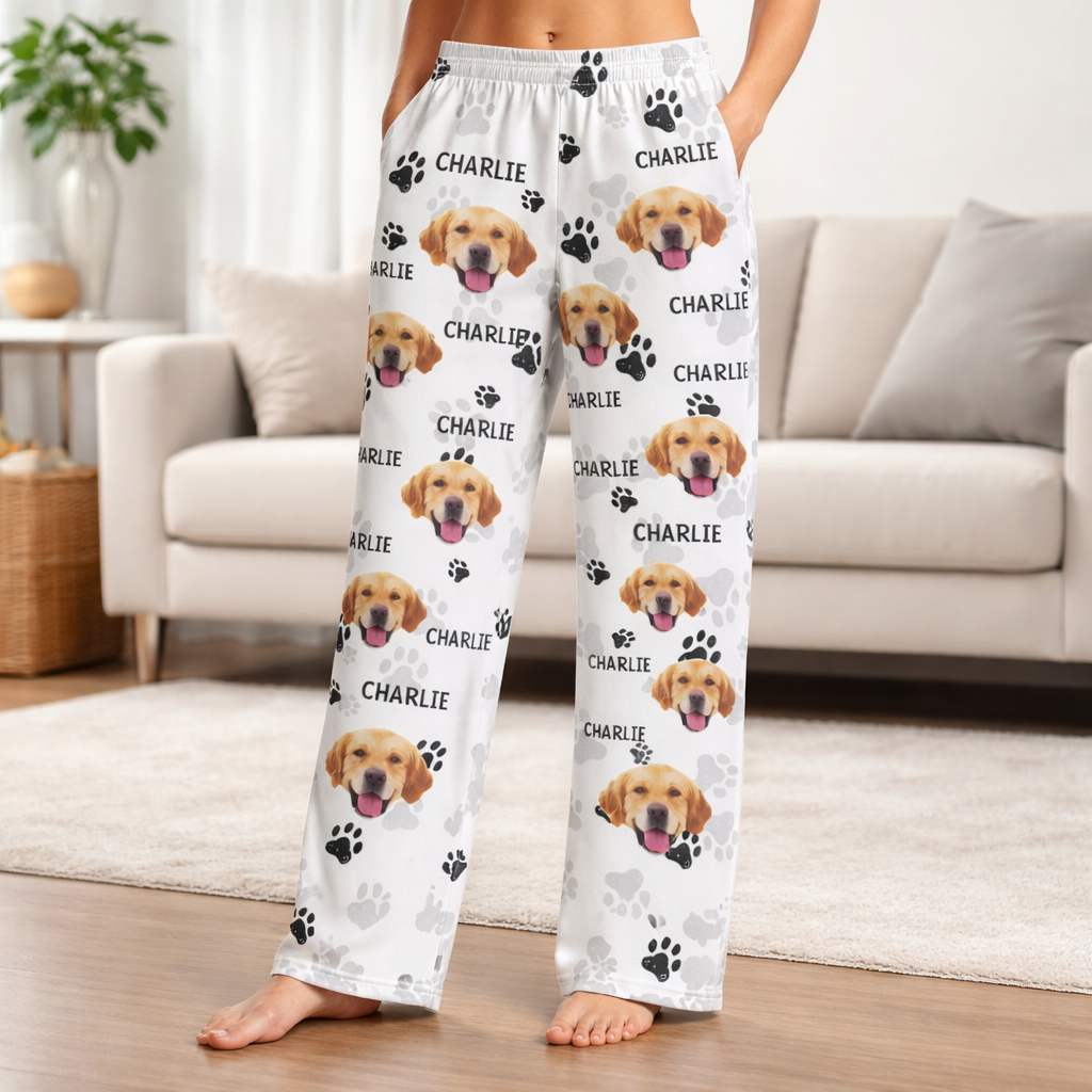 Personalized Christmas Pajama Pants with Custom Pet Photos, Gift for Dog & Cat Lovers Duconspace