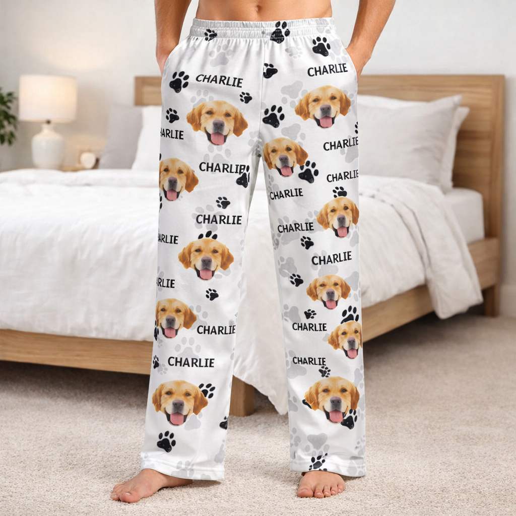 Personalized Christmas Pajama Pants with Custom Pet Photos, Gift for Dog & Cat Lovers Duconspace