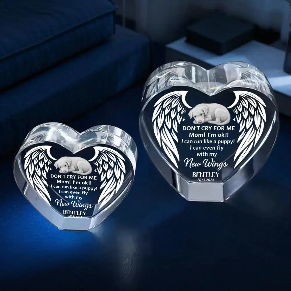 Custom Photo Engraved 3D Crystal Heart - Personalized Pet Memorial, Sympathy Gift for Loss of Dog or Cat, Your Love Lives On #2 Duconspace