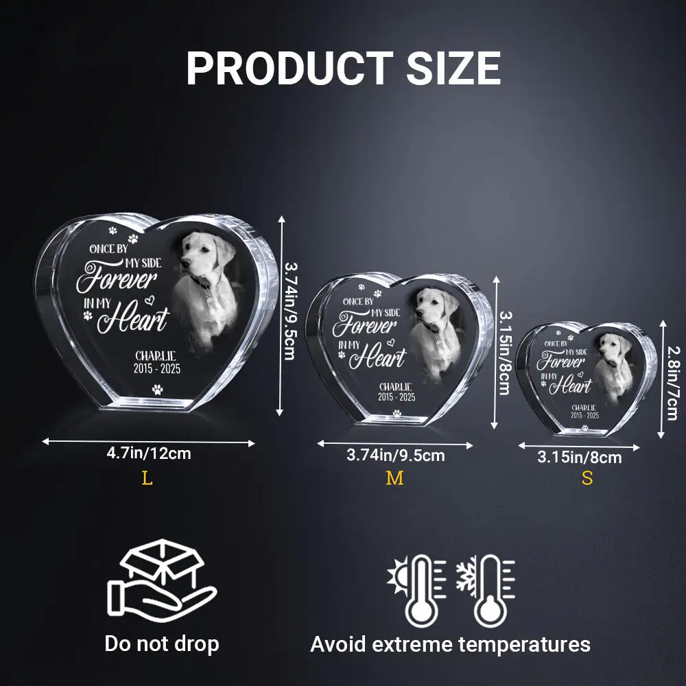 High-quality optical K9 crystal heart with pet photo engraving