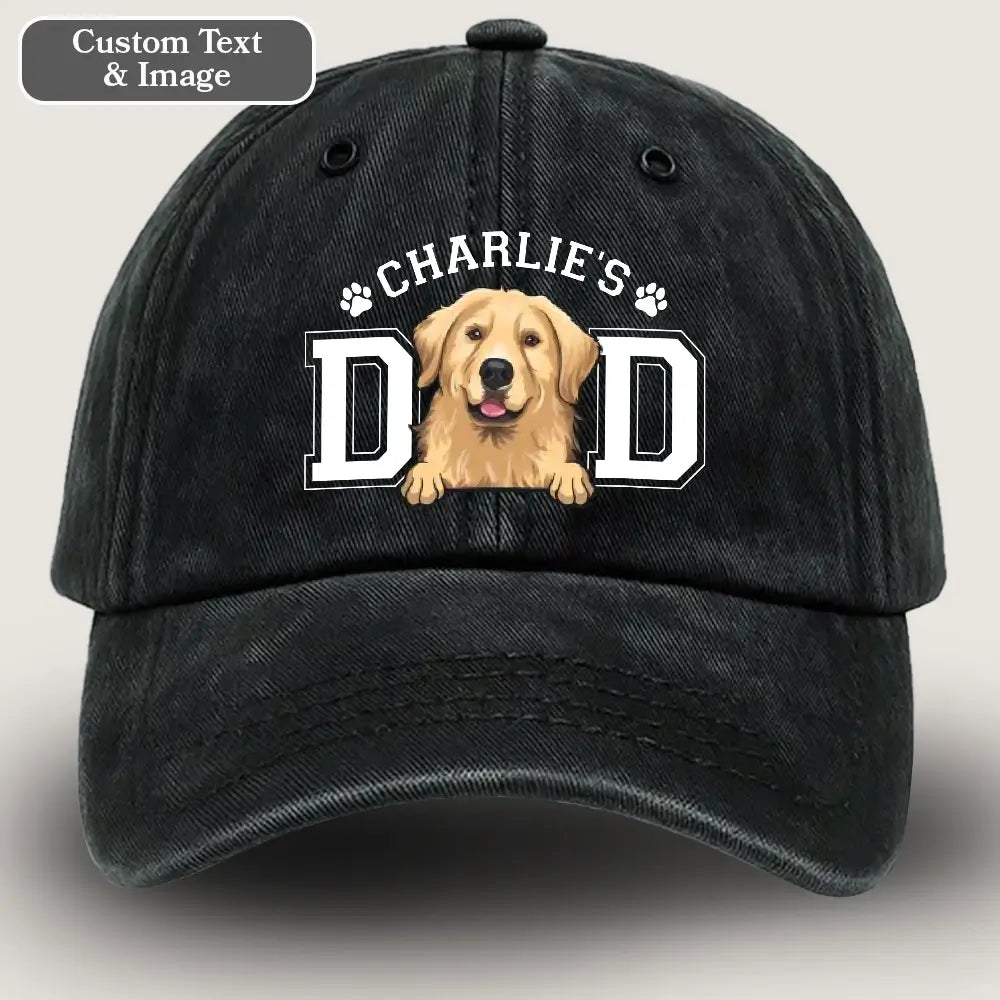 Custom Dog Dad Hat – Personalized Dog Mom Hat Vintage Washed Denim Cap